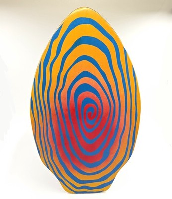 Vintage SURF STYLE Skimboard Vortex Pattern Wooden 90s California Retro HTF