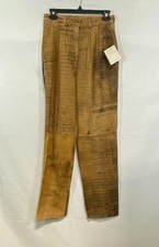 Scully NWT Women's Vintage 90s Brown Distressed Leather Pants High Rise Size 12