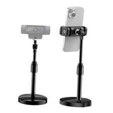 Webcam Mount for Desk Table Telescopic with Phone Holder Stand Black