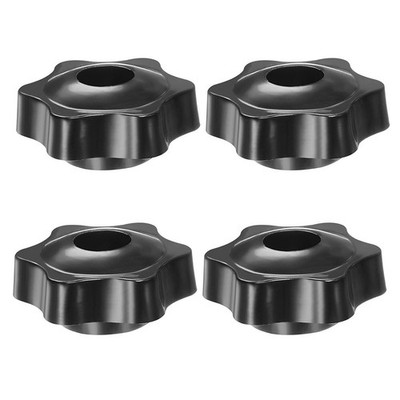 Star Knobs Black Plastic M8 Internal Thread Brass Insert Handle 4pcs 38mm 48mm
