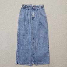 Vtg Banana Republic Safari  Travel Skirt Denim Maxi Straight Sz 6 Pleated 80s