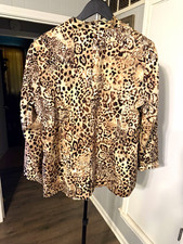 Chico's Women  s Beige Brown Black Leopard Print Button Front Lined Jacket 3