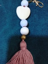 Heart Keychain with Beads Tassel Handmade Style Bag Charm Gift Accessory