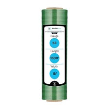 4 RLS Cast Narrow Banding Stretch Wrap 18" x 1500' 63 Ga Tint Green Shrink Film