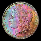 1884 O Morgan Dollar PCGS MS63 Rainbow Toned Monster Rosy Pink & Blue Color