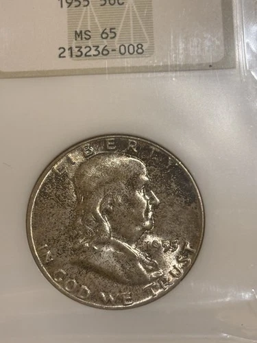 1955 Franklin Half  Old NGC FATTY Holder MS 65 Pleasing Suttle Tone