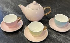  Replacement FAO Schwarz Piece Ceramic Tea Party-Eng Design w/ Pastel  Gold