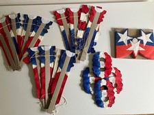 Huge Lot of Vintage 1990s Simple Signman Patriotic Tissue Paper Flower Fans