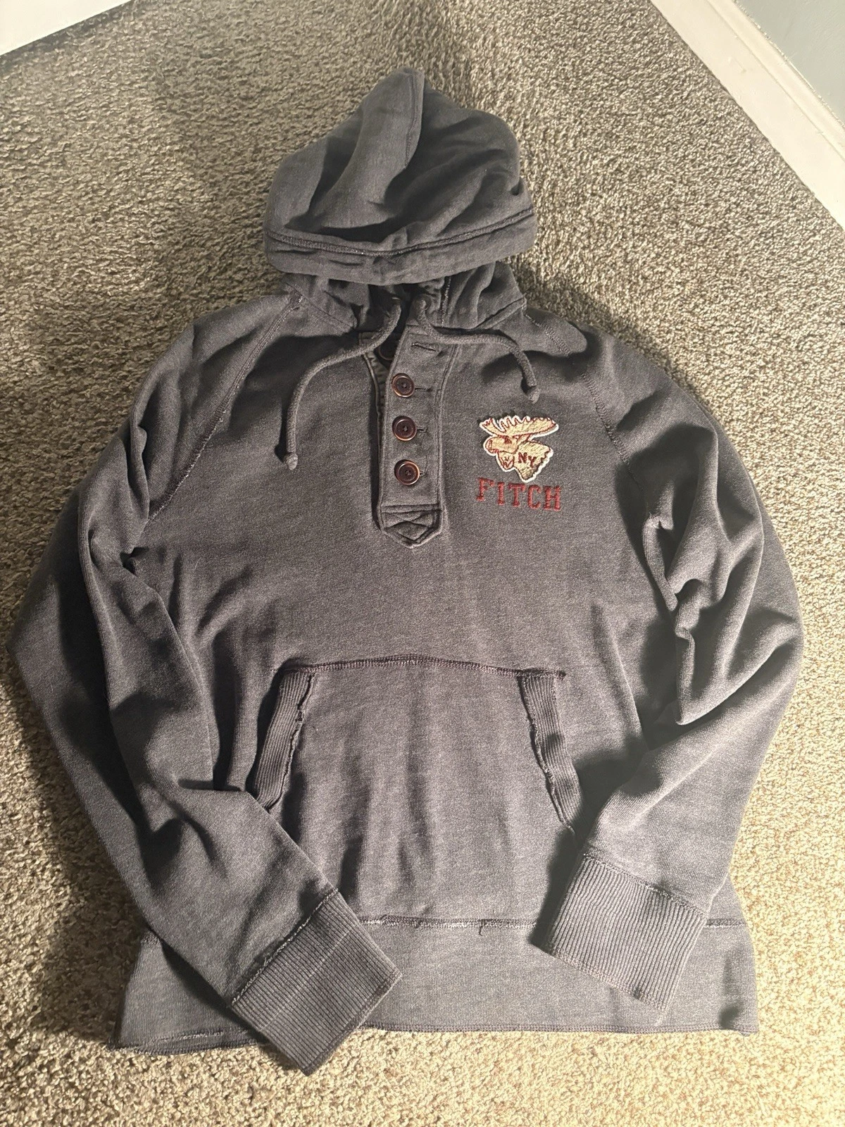 Abercrombie & Fitch Muscle New York Men XL Fleece Hooded Jacket Heather Grey image 1