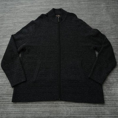 Tasso Elba Sweatshirt Men Lambswool Cardigan Full Zip Mock Neck Elbow Patch 2XL