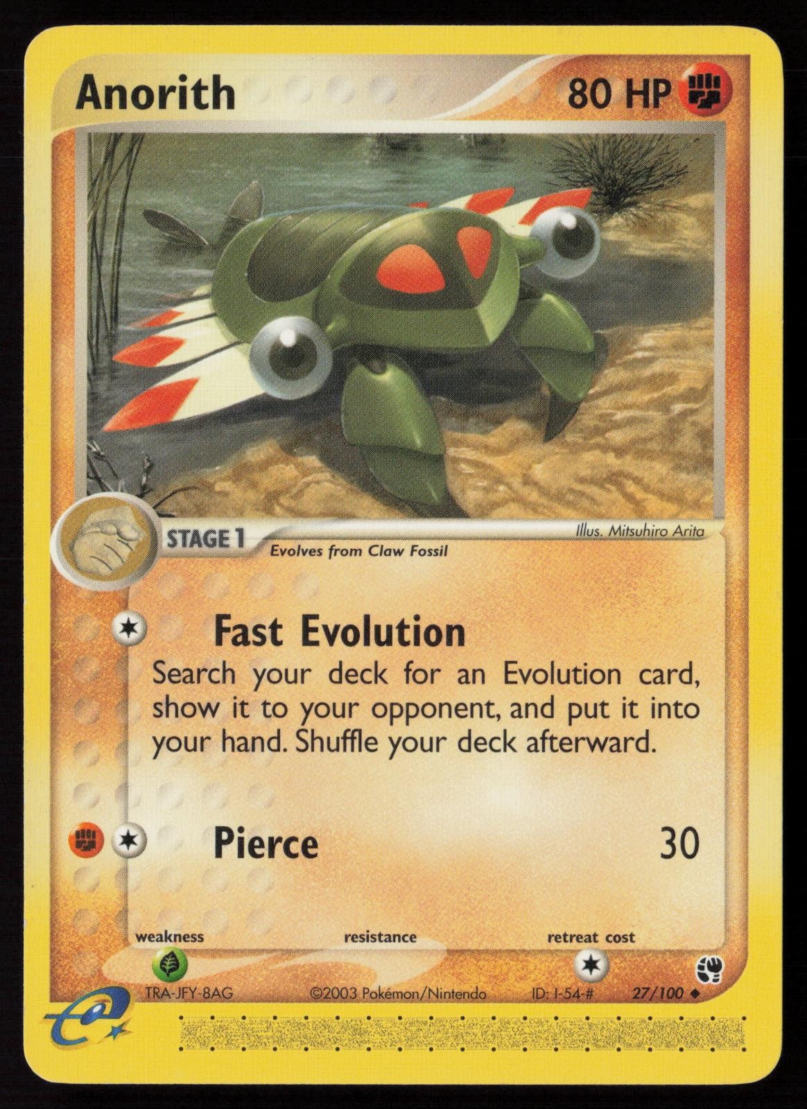Anorith 27/100 Uncommon Sandstorm Pokemon Lightly Played