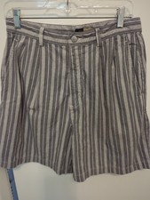 SALE Vintage Women's Blue Grey Striped Shorts 100 Cotton 3Pocket DOCKERS Khakis
