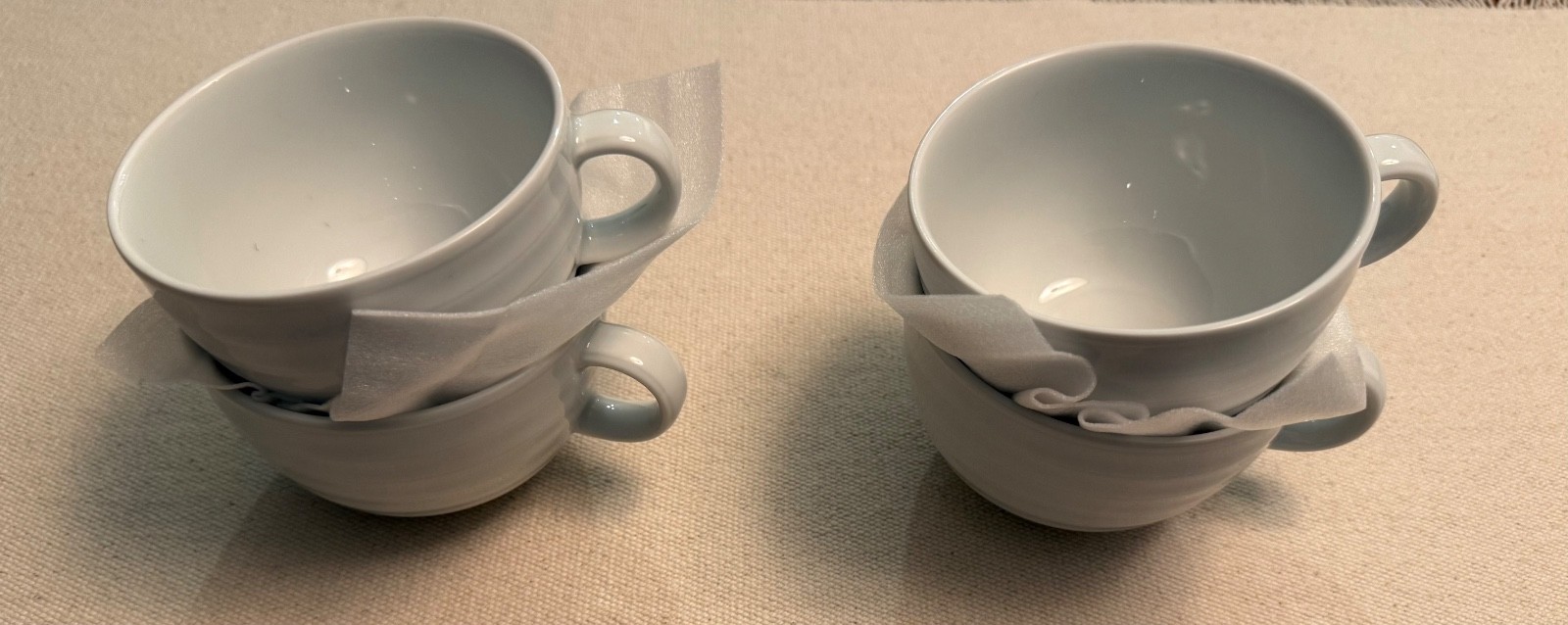 15 ROULETTE Crate & Barrel White Tea Cup and Saucer sets - New Without Tags