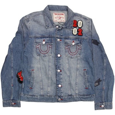 True Religion JESSE SN PATCH TRUCKER JACKET - Light Blue Denim - Men's