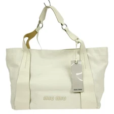 Miu Miu White Leather Tote Handbag 142 NQ02588 BN03		