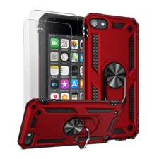 ULAK Compatible with iPod Touch 7/6/5 Case 2 HD Screen Protectors, Red