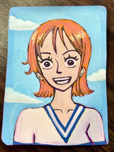 ACEO Original Art OOAK Painting Fandom Favorites #11 Anime Orange hair girl ATC