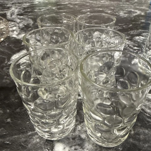 Anchor Hocking Glasses Vintage Clear Bubble 5 Oz Juice Tumblers 3.25" Tall Lot 6