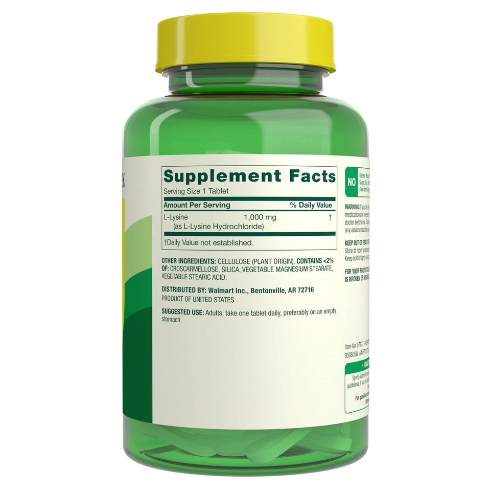 Spring Valley L-Lysine Amino Acid Supplements for Tissue Health, 1000 mg, 100 Ct - Image 3 of 4