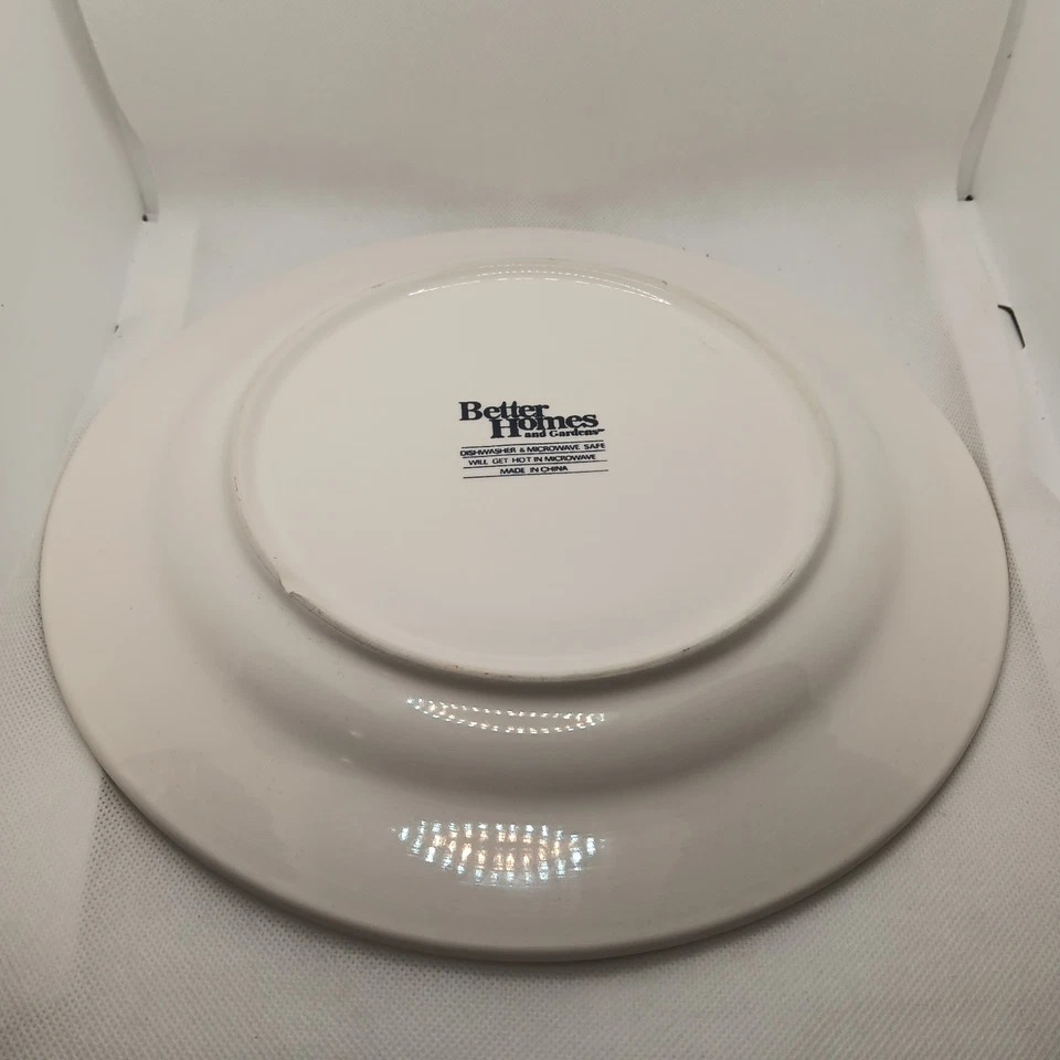 Conjunto de 4 pratos de jantar Better Homes & Gardens RENES aro pergaminhos amarelos acabamento azul - Imagem 2 de 4