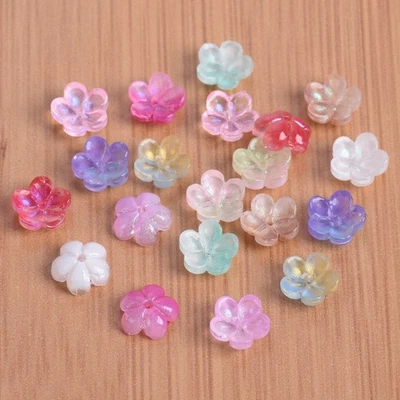 40pcs Flower Shape 10mm Glossy Lampwork Glass Loose Beads For Jewelry Making Lot - Photo 1/2