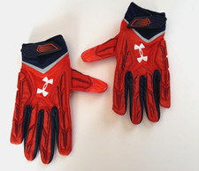 NEW UA Under Armour Football Receivers Gloves Orange Navy Men's Size XXL