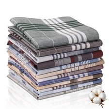 12 pack Men's Handkerchiefs 100 Cotton 16 inch Large Mens Pocket Square