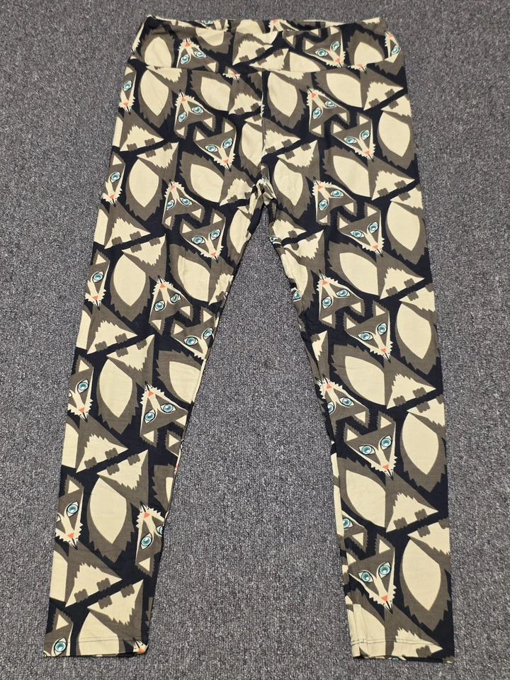 Леггинсы Lularoe TC — новые без ценников — лисы — принт с лицом животного — черные, желтовато-коричневые, коричневые, зеленые - Изображение 3 из 3