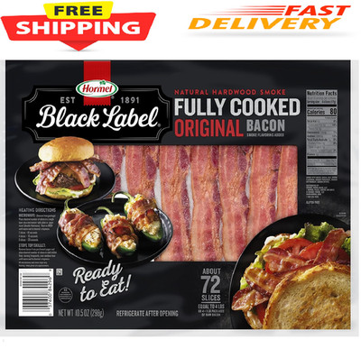 HORMEL BLACK LABEL Fully Cooked Bacon - Thick Bacon Snacks for Breakfast, 10.5 O