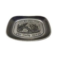 Vtg Wilton Armetale RWP Pewter Bread Tray "Give Us This Day Our Daily Bread" USA
