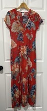 Fashion Nova Sheer Long Floral Dress, Size Large With Hood and Front Slits