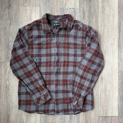 KAVU Big Joe Men s Flannel Shirt Button Check Plaid Outdoors Sz L