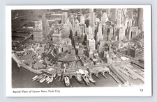 Vintage Real Photo Postcard Aerial View Lower New York City 1930s
