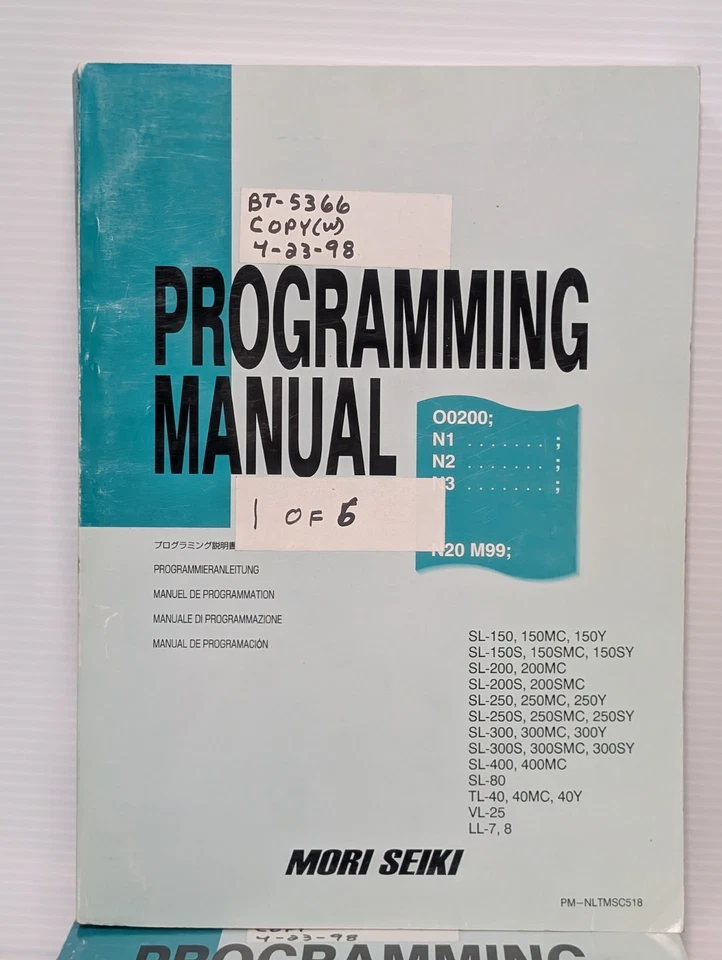 Juego de 10 Manuales de Operación, Programación, Lista de Piezas y Mantenimiento Mori Seiki Foto 4 de 4