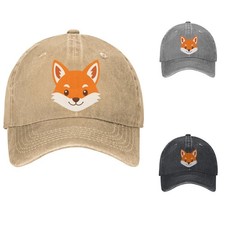 Fox Face Baseball Cap Cute Animal Dad Hat Adj...