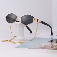 Sunglasses Frames Polygon Metal Fashion Vintage Chain Women Glasses