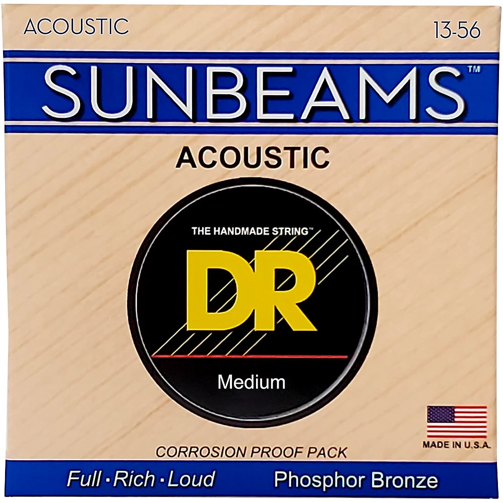 Струны DR Strings Sunbeam из люминофорной бронзы для акустической гитары средней тяжести 2490₽