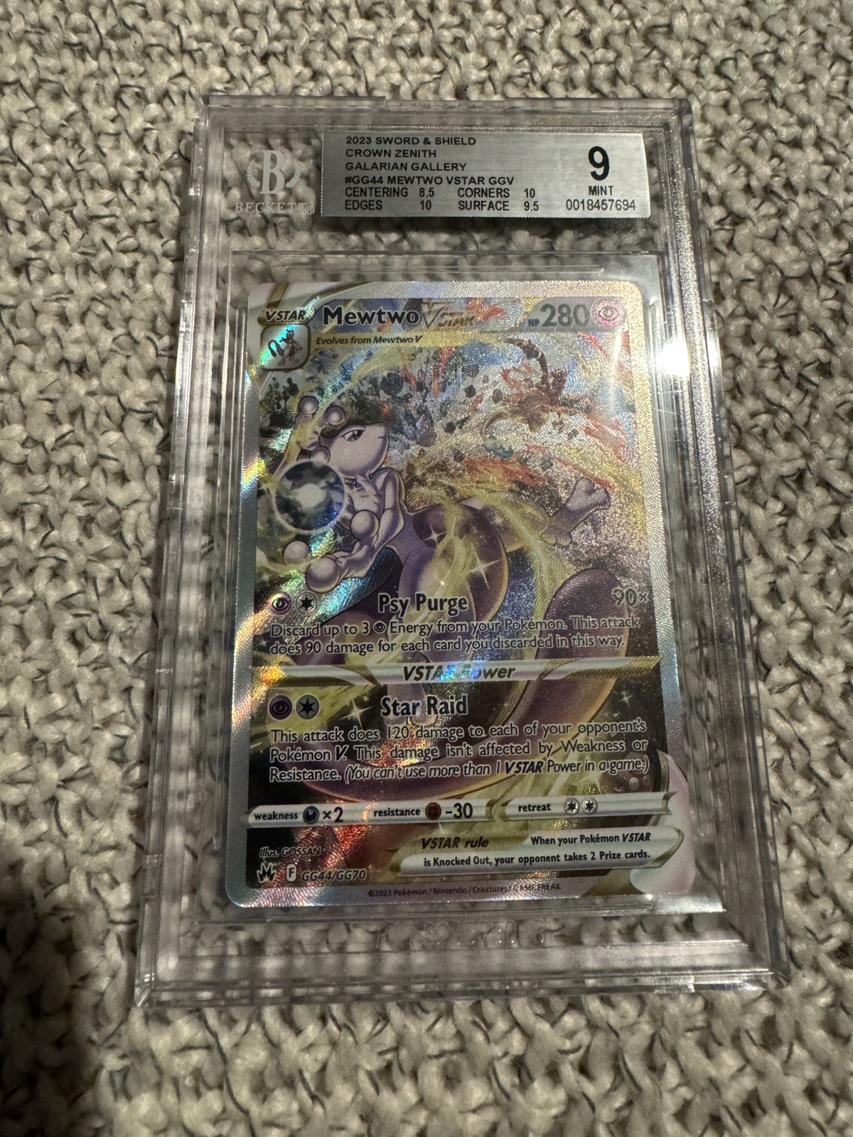 Mewtwo VSTAR GG44/GG70 SWSH: Crown Zenith: Galarian Gallery Holo BGS 9