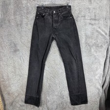 Vintage Levis 501 Jeans Mens Black Straight Button Fly Made In USA Fits 26x32