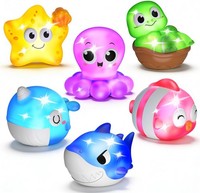 Light Up Baby Bath Toys for 1 2 3Year Old Sea Animals No Hole Bathtub Toy Gifts