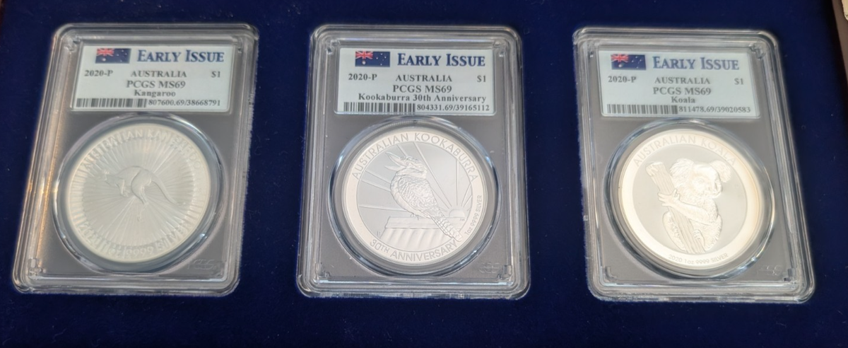 2020 Australia Silver Dollar Set PCGS MS69 Kookaburra Kangaroo