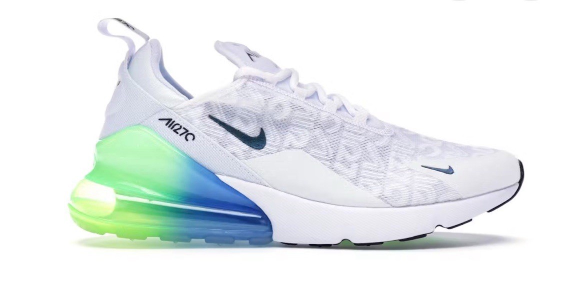 NIKE air max 270 White Lime Blast Photo Blue lace up shoes 