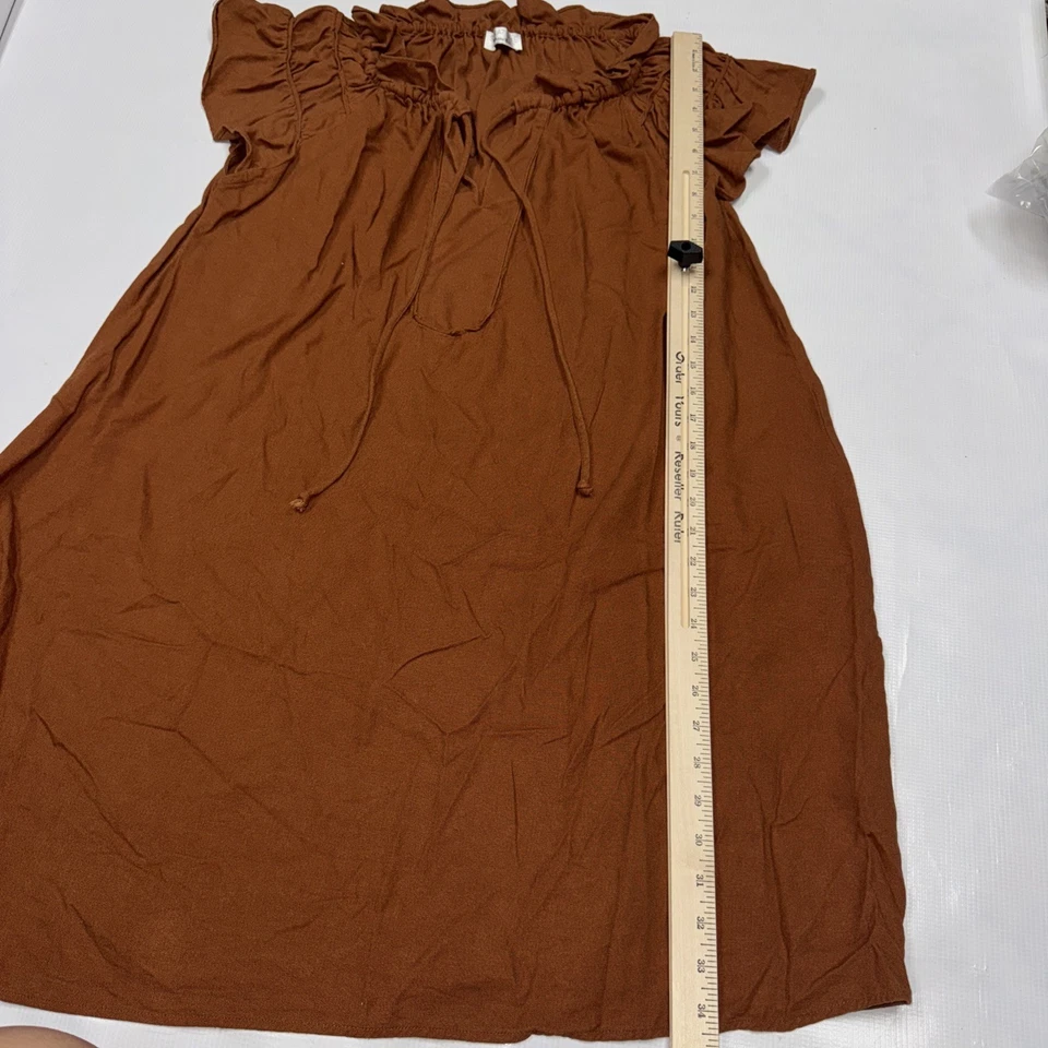 Платье Signature от Robbie Bee ржаво-коричневое от среднего до большого размера сменная льняная смесь - Изображение 3 из 4