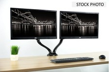 VIVO Deluxe Dual LCD Monitor Height Adjustable Desk Mount Stand Black -NIB