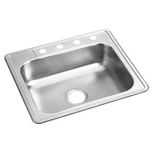 Stainless Steel Single Bowl Drop In Sink Elkay 22x25x61/2" KJW50125224 D125224
