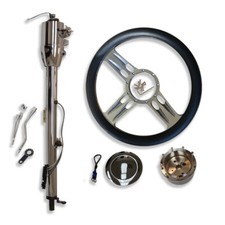 GM Chrome 32" Auto Tilt Steering Column w/Key & 14" Billet Steering Wheel Kit