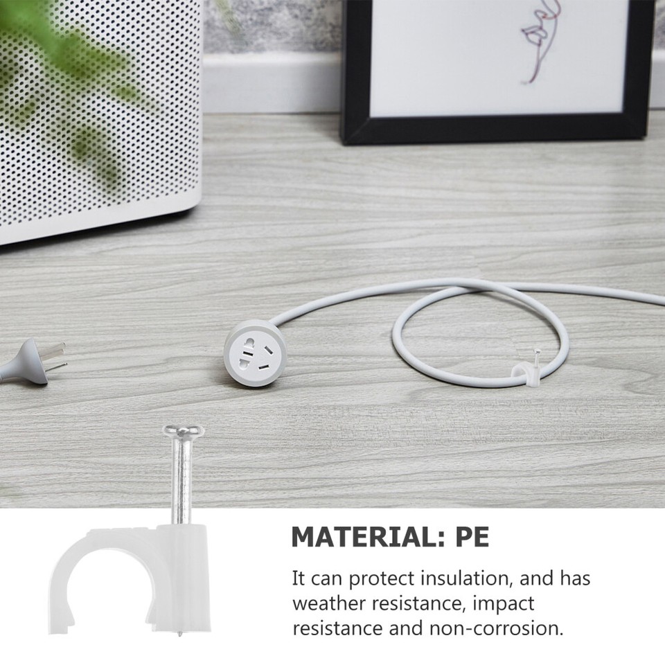 100 PCS Cable Management Wall Tacks Single Coaxial Nail Clamps Wire