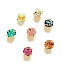 25 Swarovski 6mm 29ss Round Preset Craft Jewelry Repair Rhinestones Brass VTG