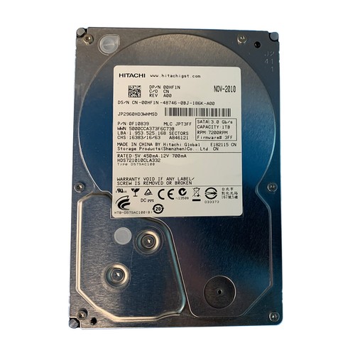 0HF1N HITACHI 1TB HARD DRIVE HDS721010CLA332 P/N 0F10839 - Picture 1 of 2