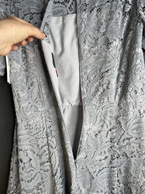 VINCE CAMUTO A Line Lace Dress Gray Floral Balloon Sleeves Lined Women Size  4 | eBay